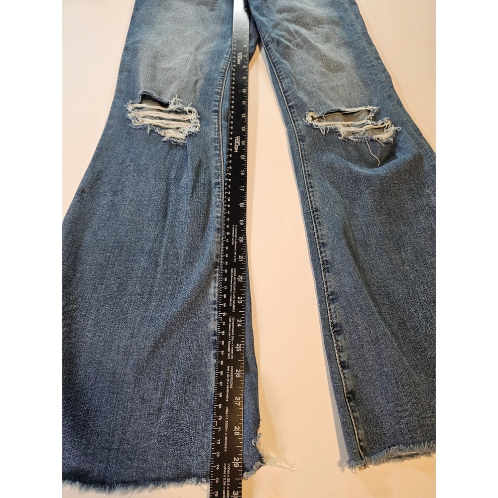 American Eagle Flare Jeans Womens 4 Blue Distressed Super High Rise - Picture 6 of 9